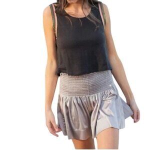 NEW Natural Life Daisy Skort Taupe Smocked‎ Medium Boho Fairy Festival Satin